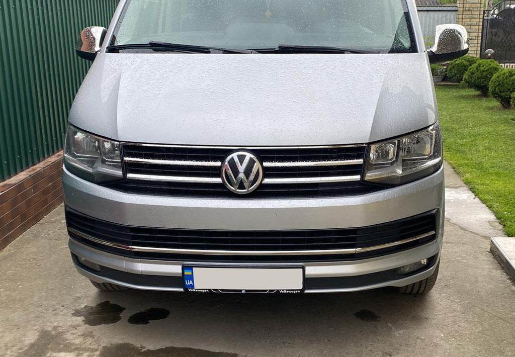 Pads on the bumper grill 2015-2019 (3 pieces, stainless steel) for Volkswagen T6 - Reelken Auto