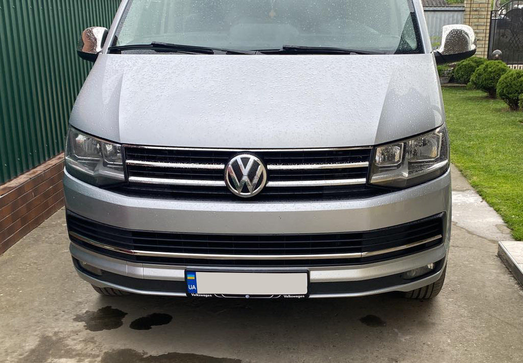 Bumper Grille Trim Covers 2015-2019 (3 pcs, stainless steel) for Volkswagen T6 2015-2024 - image 2