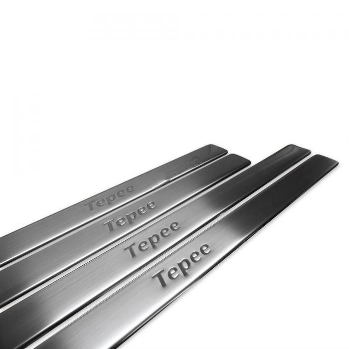 Door Sill Protectors OmsaLine (4 pcs, Stainless Steel) for Peugeot Partner Tepee 2008-2018 - image 1