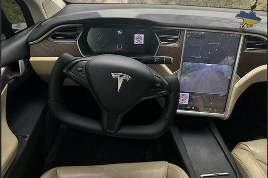 Steering wheel ship style (Leatherette and carbon inserts) for Tesla Model X 2015- - image 1