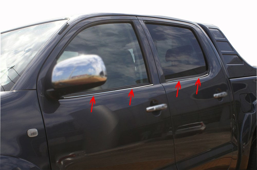Molding of glass (4 pieces, stainless steel) for Toyota Hilux 2006-2015 - image 1