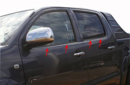 Molding of glass (4 pieces, stainless steel) for Toyota Hilux 2006-2015 - image 1