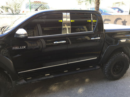 Stainless Steel Door Pillar Covers (6 pcs) for Toyota Hilux 2015- - image 1
