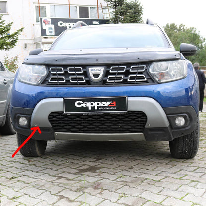 Upper front bumper overlay (ABS, gray) for Dacia Duster 2018-2024 - Reelken Auto