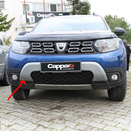 Upper front bumper overlay (ABS, gray) for Dacia Duster 2018-2024 - Reelken Auto