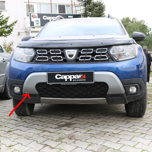 Front bumper upper lip cover (ABS, gray) for Renault Duster 2018-2024 - image 1