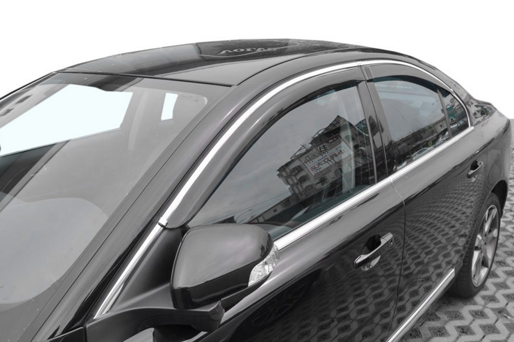 Window deflectors with chrome trim (4 pcs, HIC) for Volvo S80 2006-2016 - image 1