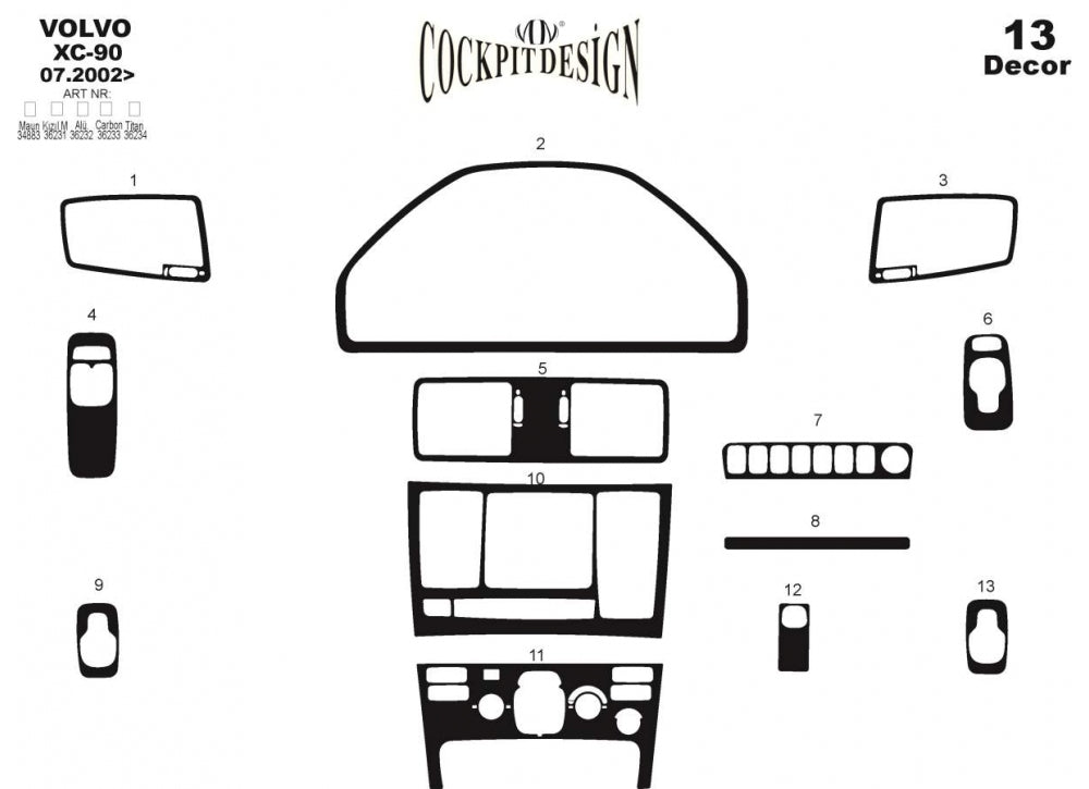 Dashboard Trim Covers for Volvo XC90 2002-2014 - image 8