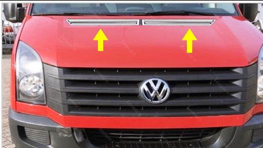 Cover on the hood (2 pieces, stainless steel) for Volkswagen Crafter 2006-2016 - Reelken Auto