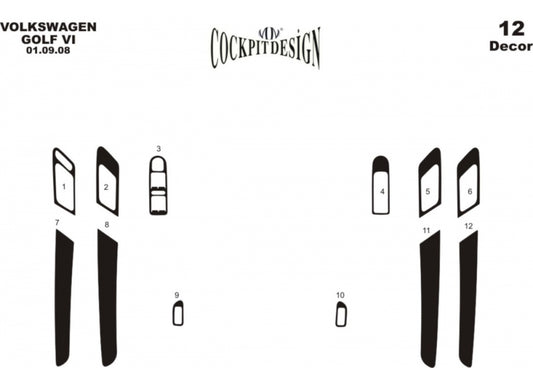 Dashboard Trim Covers (Extension) for Volkswagen Golf 6 2008-2014 - image 2