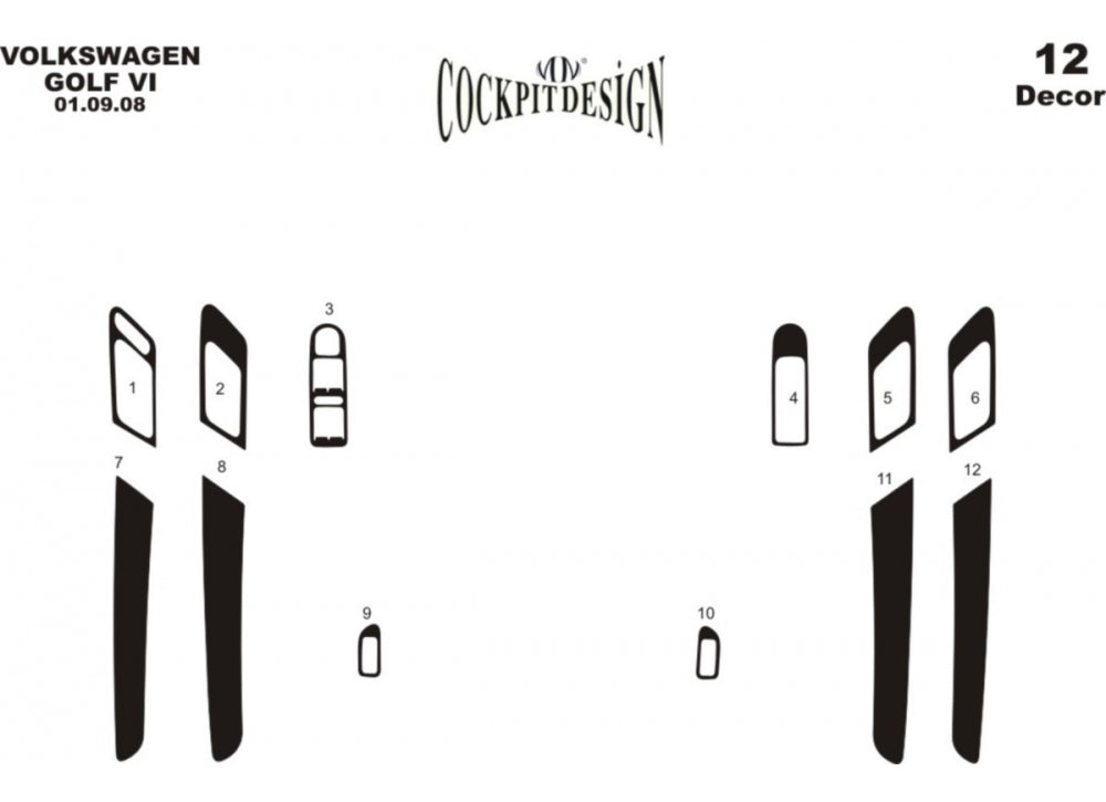 Dashboard Trim Covers (Extension) for Volkswagen Golf 6 2008-2014 - image 2