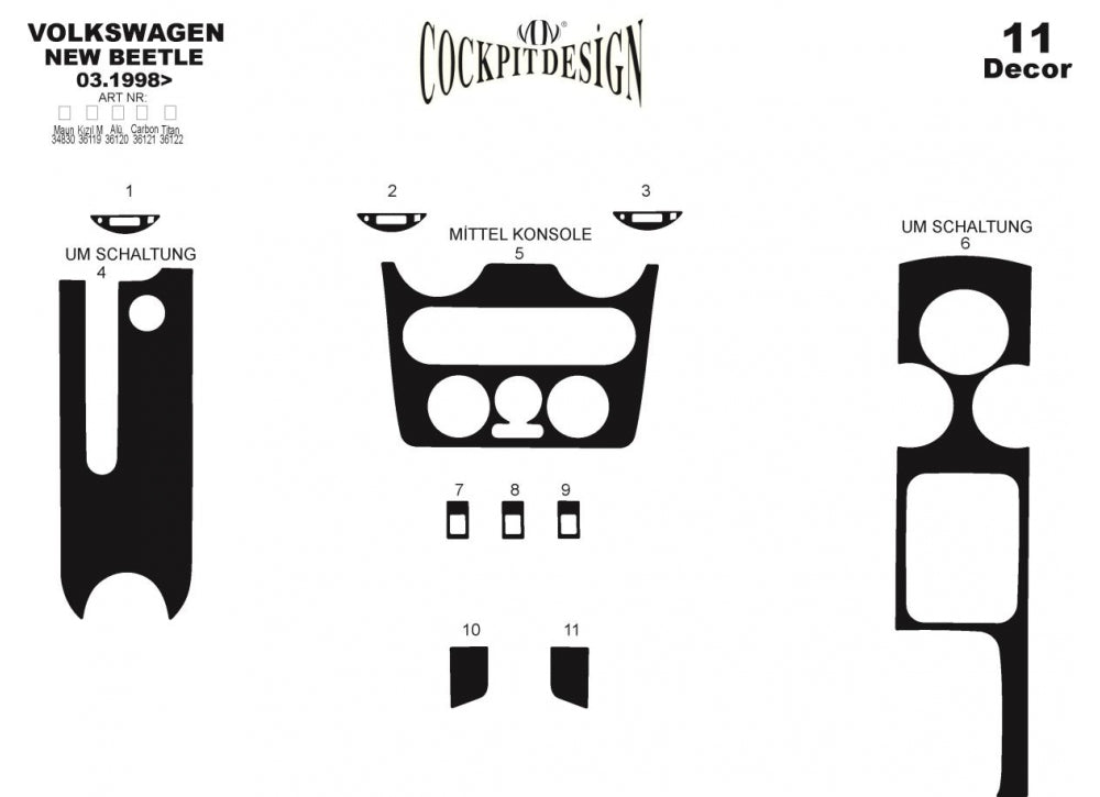 Dashboard Trim Covers for Volkswagen Beetle 1998-2005 - image 5