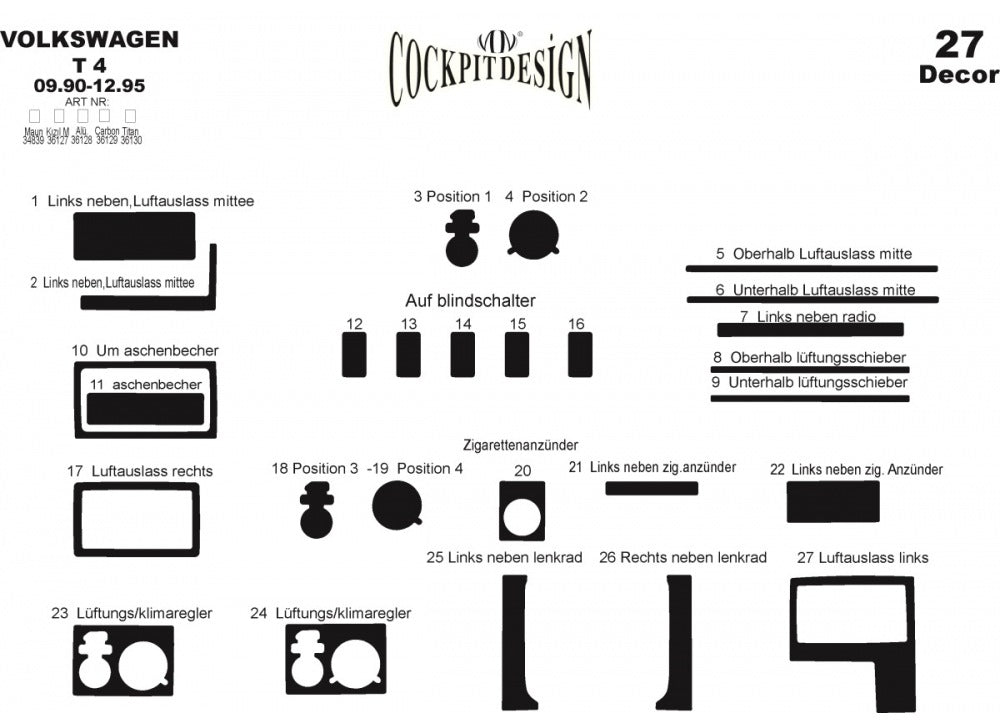 Dashboard Trim Covers (1991-1995) for Volkswagen T4 Transporter 1990-2003 - image 6
