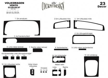 Dashboard Trim Covers for Volkswagen Vento 1992-1998 - image 3