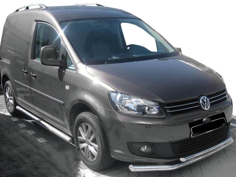 Front double mustache 60 / 48mm (stainless steel) for Volkswagen Caddy 2010-2015 - Reelken Auto