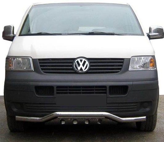 The lower lip is a wave-grill ST007-1 (stainless steel) for Volkswagen T5 Transporter 2003-2010 - Reelken Auto