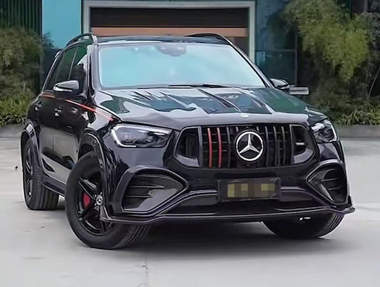 Front bumper extensions (for GLE53/AMG-Line 2023+, Carbon) for Mercedes GLE W167 2018- - image 1