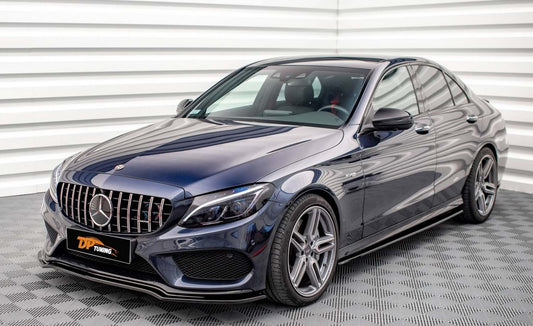 Front bumper cover DPT V2 (2014-2018, AMG-Line only, gloss black) for Mercedes C-class W205 2014-2021 - image 1
