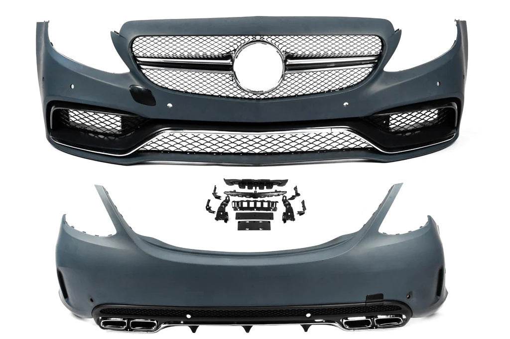 Body kit with full rear bumper (AMG C63-designs 2014-2018) for Mercedes C-class W205 2014-2021 - Reelken Auto