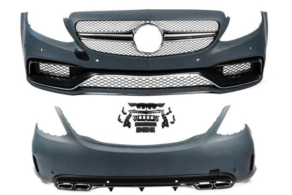 Body kit with full rear bumper (AMG C63-designs 2014-2018) for Mercedes C-class W205 2014-2021 - Reelken Auto