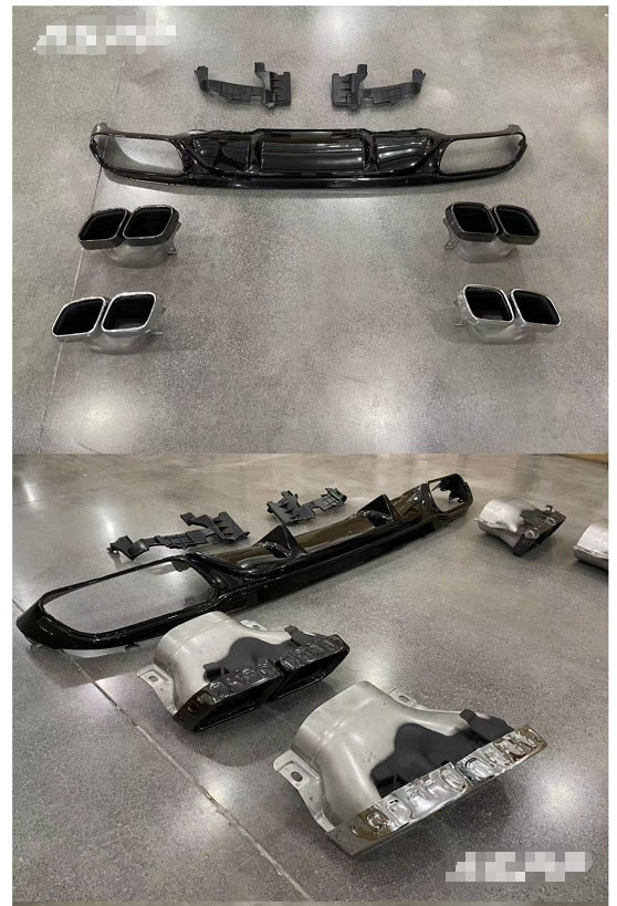 Rear Diffuser with Tips Silver (for Base, Design E63 2020-2024) for Mercedes E-сlass W213 2016-2023 - image 2