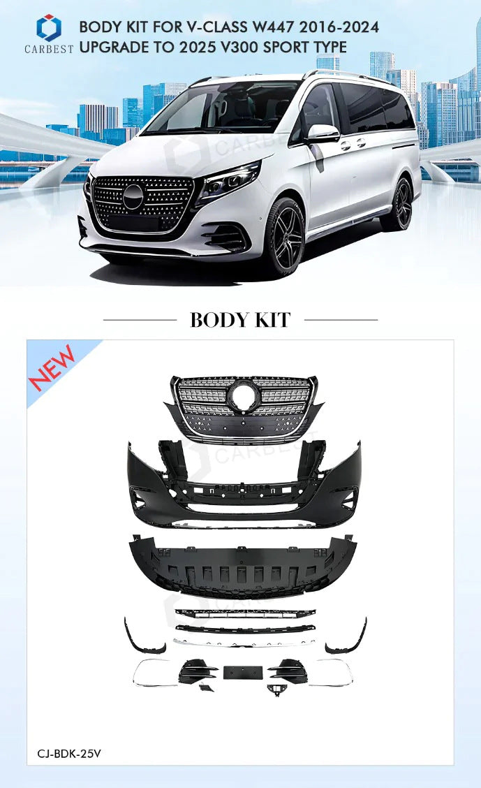 Front bumper assembly (V-Class 2025 design) for Mercedes Vito/V-class W447 2014- - image 8