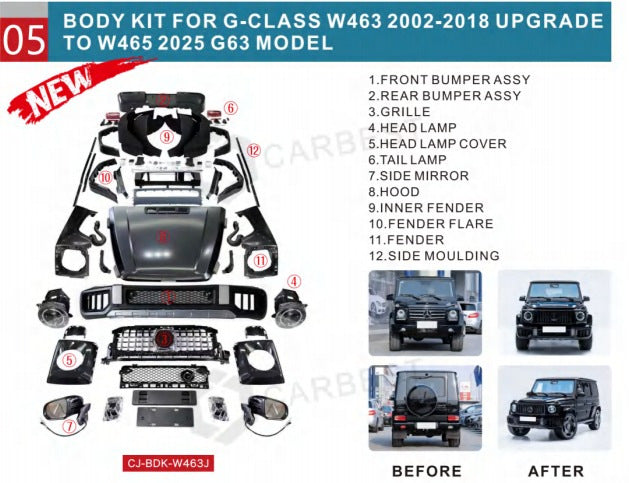 Facelift Body Kit to W465 2025 G63 for Mercedes G сlass W463 1990-2018 - image 76