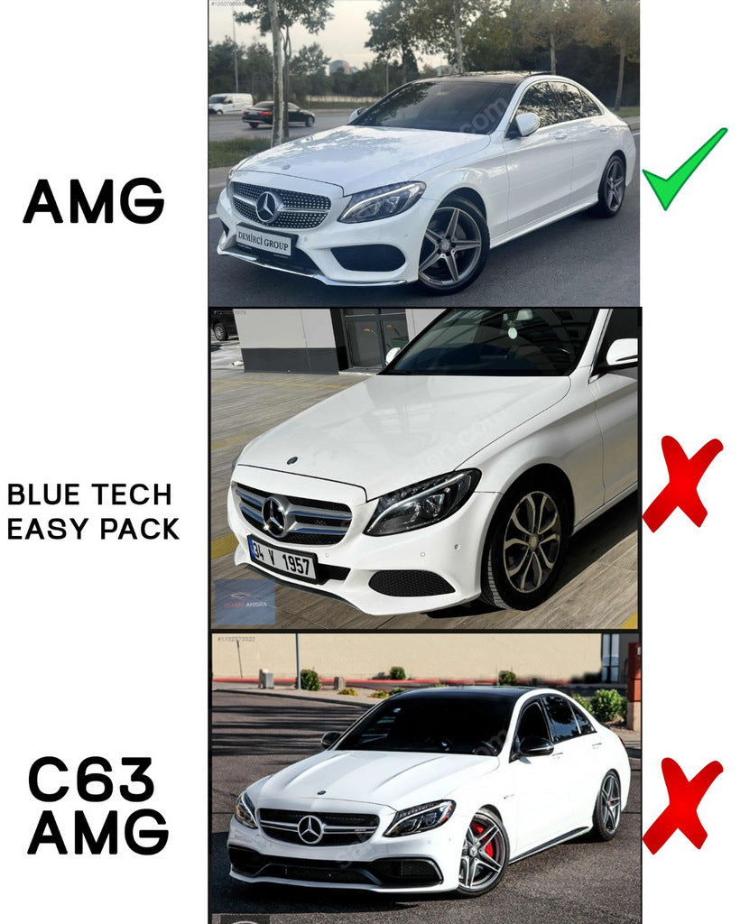 Front Bumper Lip DPT V1 (2014-2018, for AMG-Line only, Gloss Black) for Mercedes C-сlass W205 2014-2021 - image 3