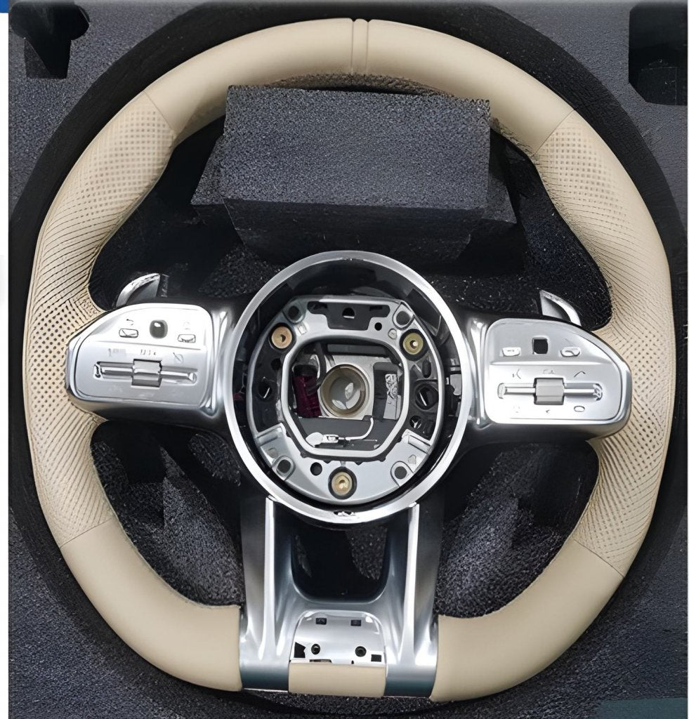 Steering Wheel AMG 2018-Style (beige, 3pin) for Mercedes AMG GT 4 X290 2018- - image 1