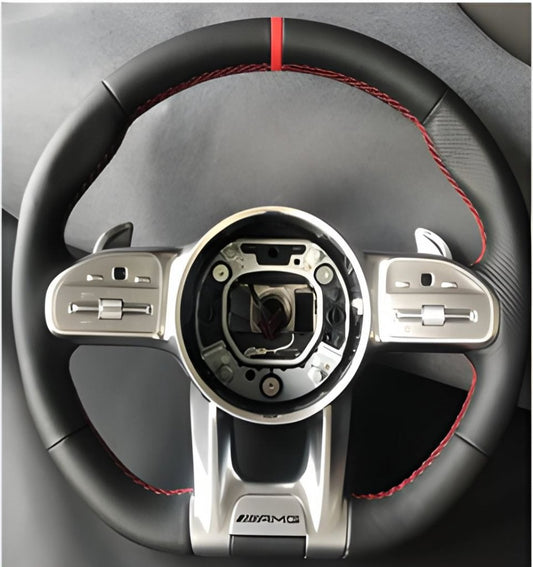 Steering Wheel AMG 2018-Style (black + red, 3pin) for Mercedes C-class W204 2007-2015 - image 1