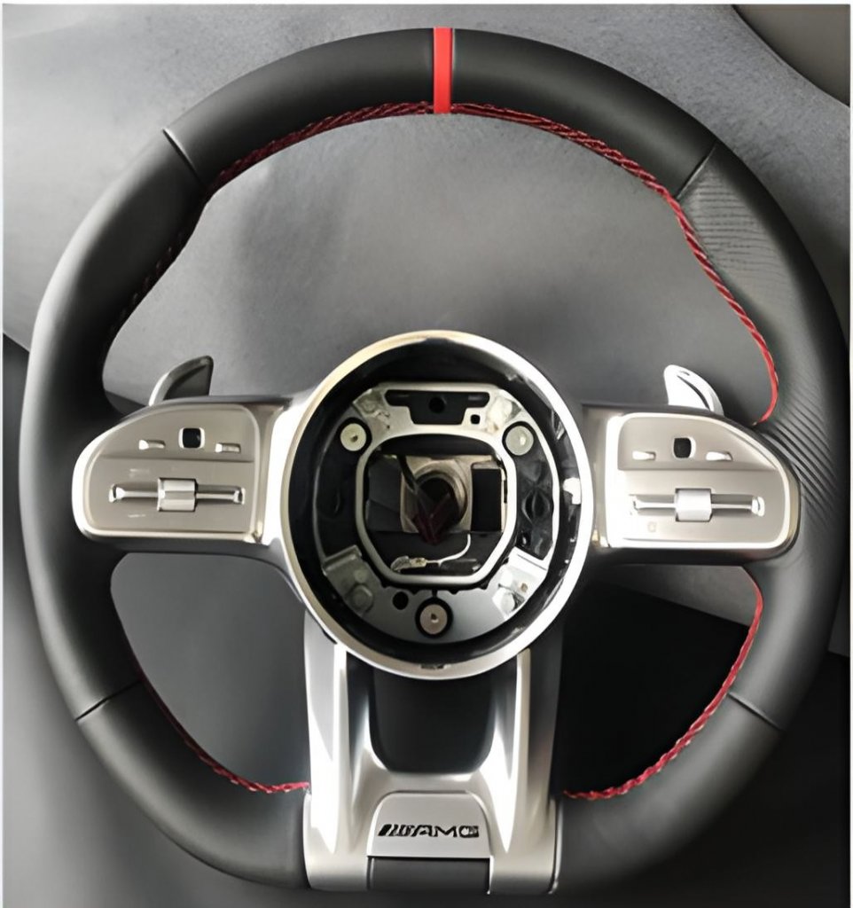 Steering Wheel AMG 2018-Style (black + red, 3pin) for Mercedes S-сlass W222 2013-2022 - image 1