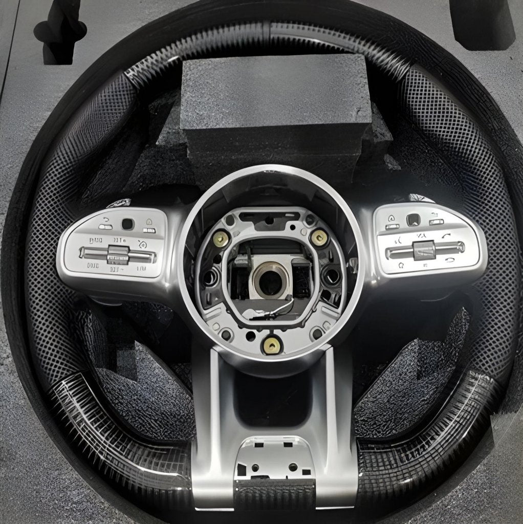Steering Wheel AMG 2018-Style (Carbon + Grey Buttons, 3pin) for Mercedes C-сlass W205 2014-2021 - image 1