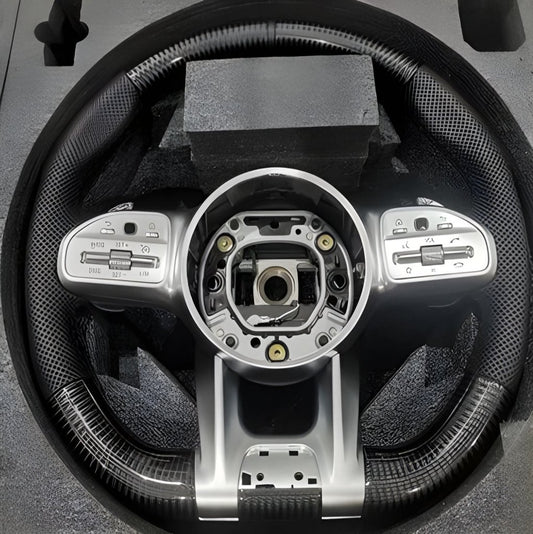 Steering Wheel AMG 2018-Style (Carbon + Grey Buttons, 3pin) for Mercedes C-class W204 2007-2015 - image 1