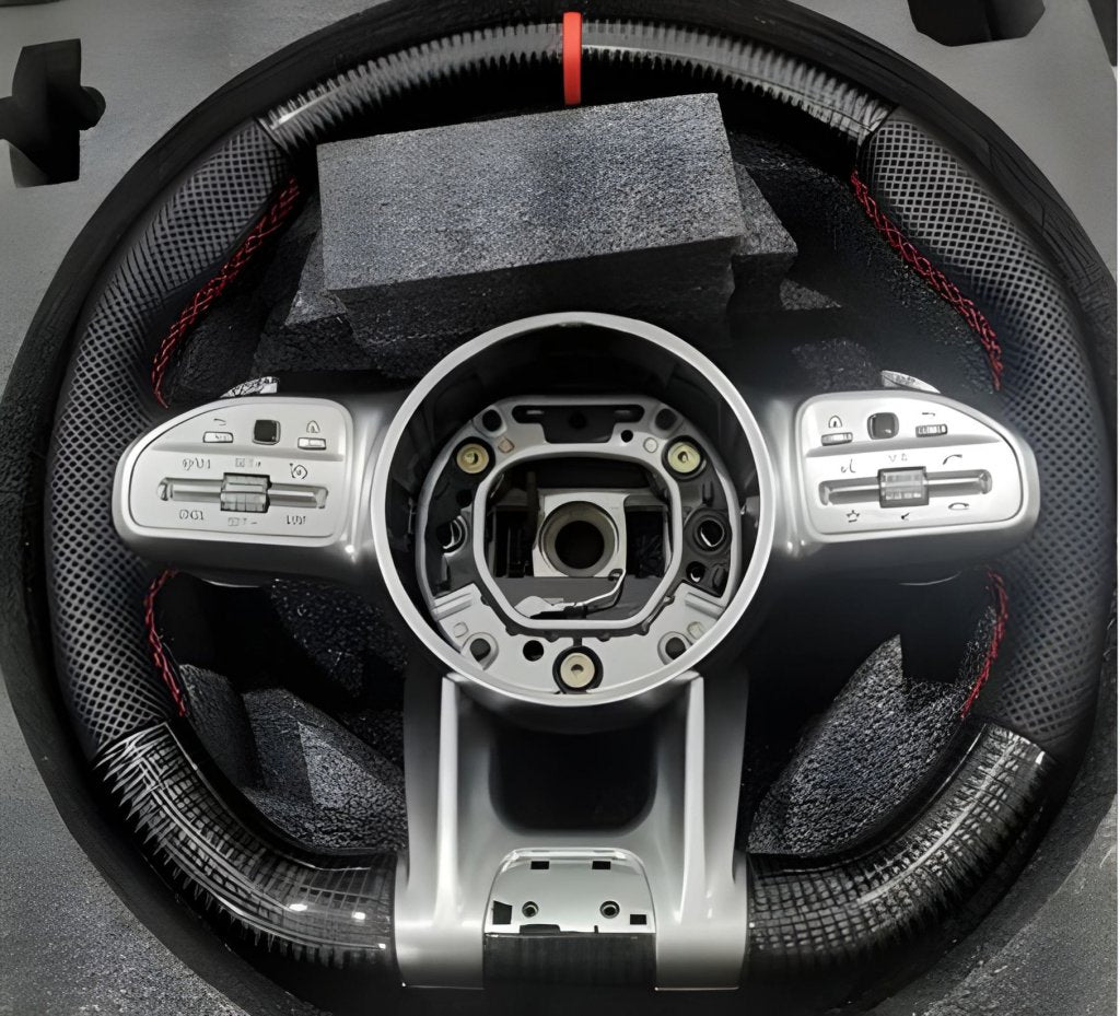 Steering Wheel AMG 2018-Style (Carbon + Red, 3pin) for Mercedes GL/GLS сlass X166 2012-2019 - image 1