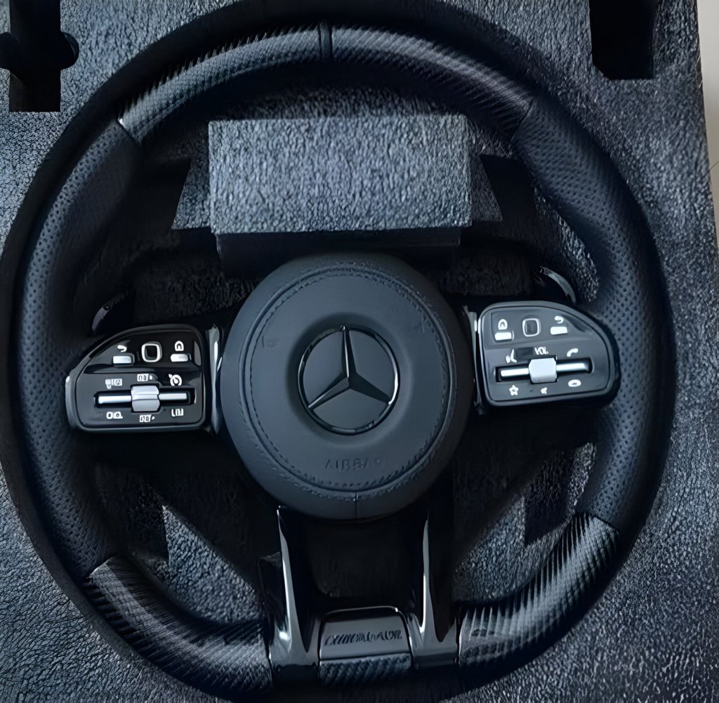 Steering Wheel AMG 2018-Style (Carbon + Black Buttons, 4pin) for Mercedes E-сlass W213 2016-2023 - image 1