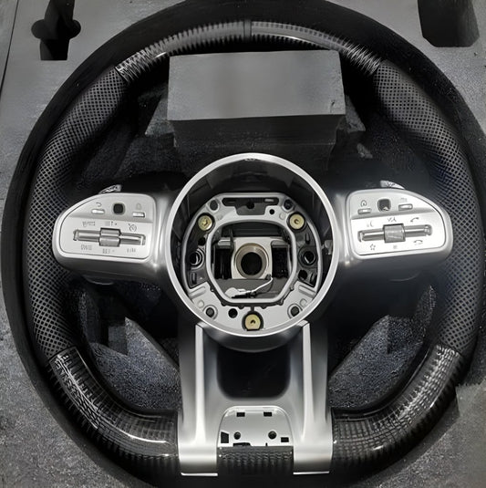 Steering Wheel AMG 2018-Style (Carbon + Grey Buttons, 4pin) for Mercedes CLS C257 2018- - image 1