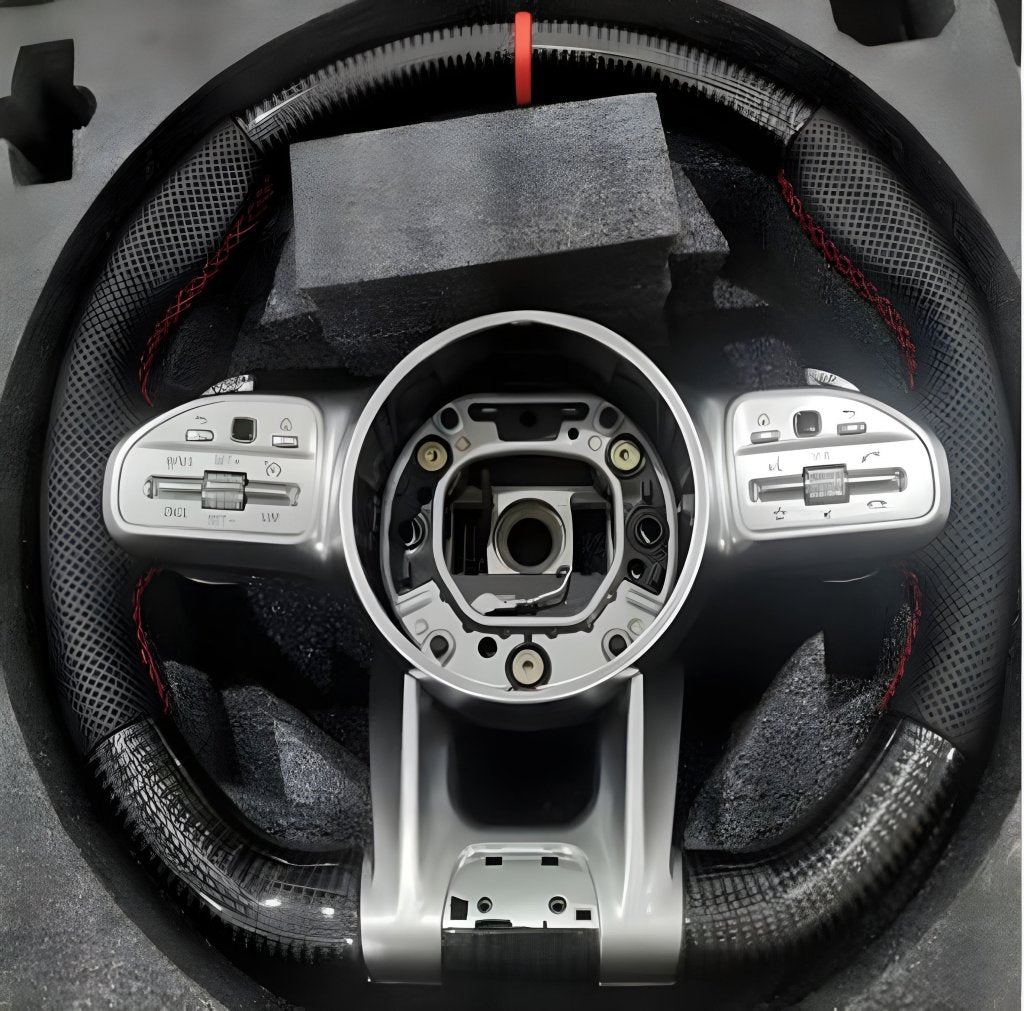 Steering Wheel AMG 2018-Style (Carbon + Red, 4pin) for Mercedes EQB 2021- - image 1
