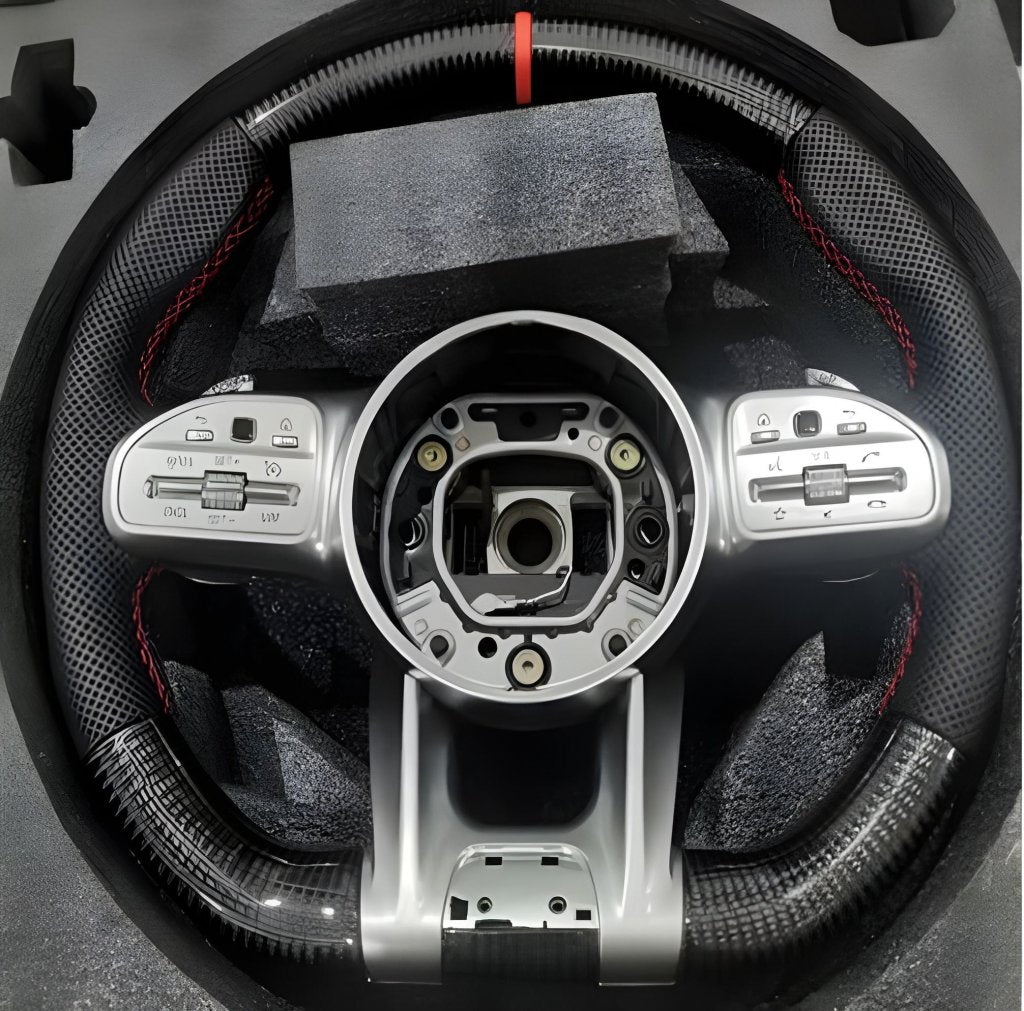AMG-Style Steering Wheel (for AMG, Carbon + Red) for Mercedes S-сlass W221 2005-2013 - image 1