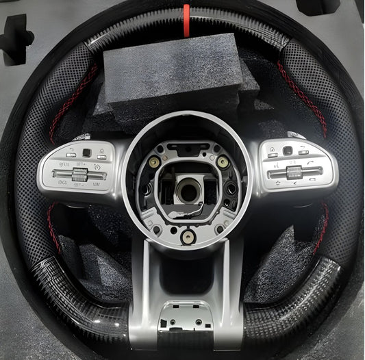 AMG-Style Steering Wheel (for AMG, Carbon + Red) for Mercedes S-сlass W221 2005-2013 - image 1