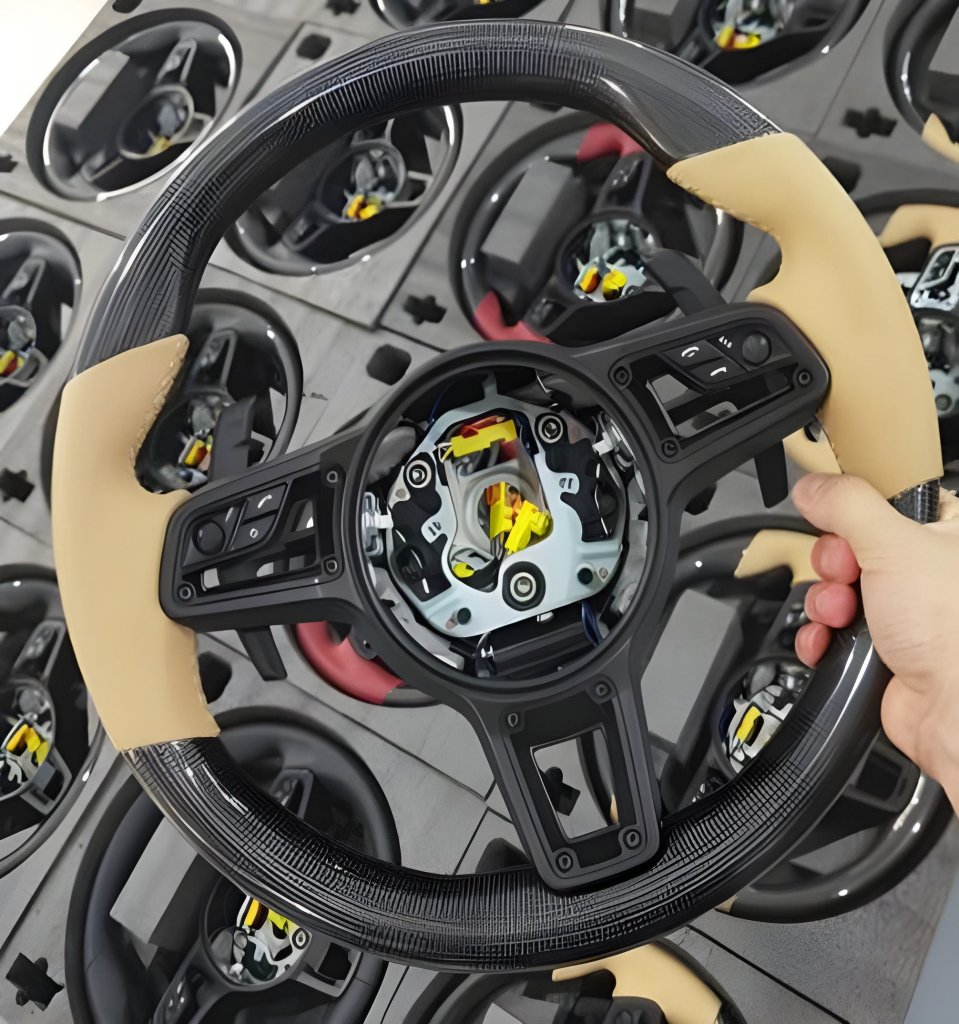 Steering Wheel (2010-2014, Carbon+ Beige) for Porsche Cayenne 2010-2017 - image 1