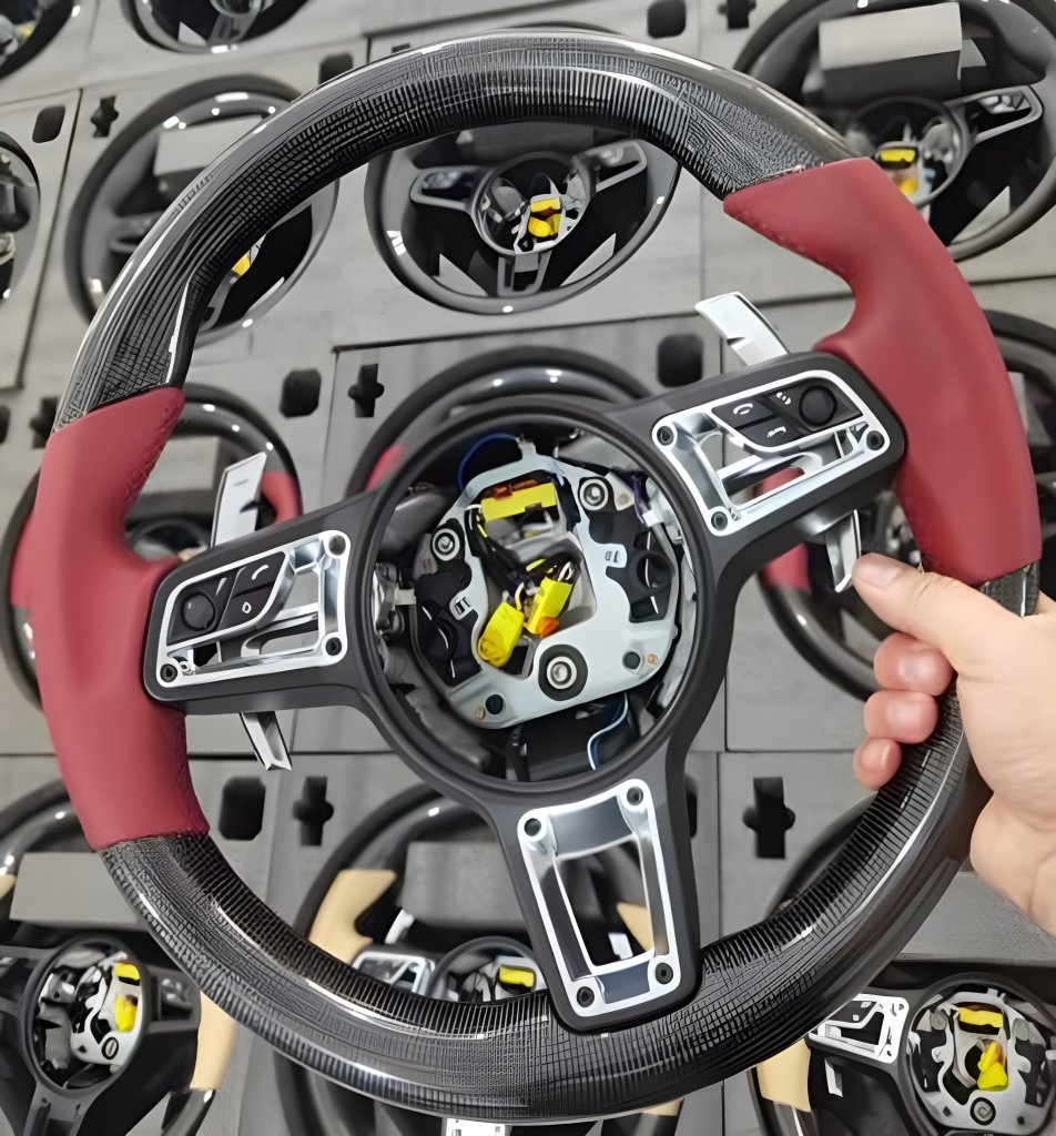 Steering Wheel (Carbon + Red) for Porsche Boxster/Cayman 987 2004-2011 - image 1