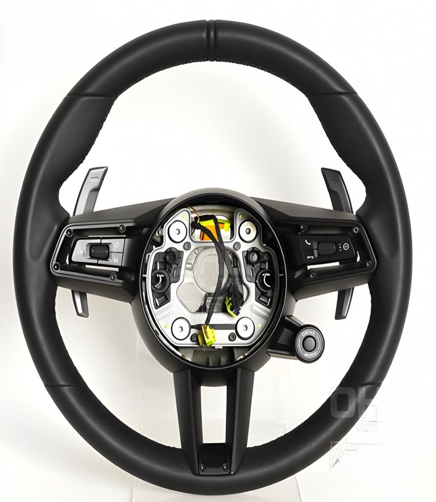 Steering Wheel 992-Style (Black) for Porsche Boxster/Cayman 981 2013-2016 - image 1