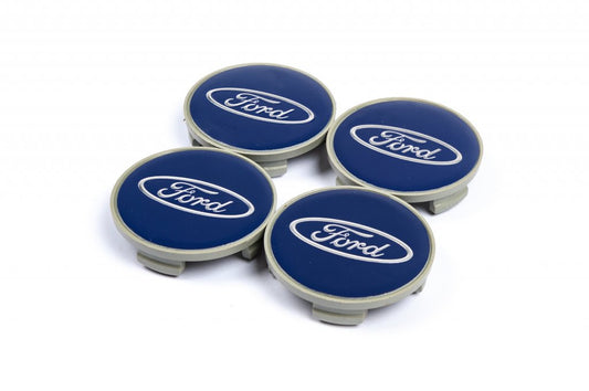 Wheel center caps 54.5/50mm blue (4 pcs) for Ford - image 1