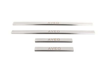 Carmos Stainless Steel Door Sill Protectors (4 pcs) for Chevrolet Aveo T250 2005-2011 - image 2