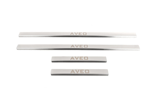Carmos Stainless Steel Door Sill Protectors (4 pcs) for Chevrolet Aveo T250 2005-2011 - image 2