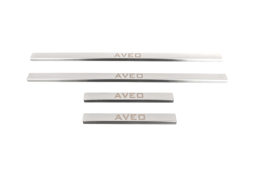 Carmos Stainless Steel Door Sill Protectors (4 pcs) for Chevrolet Aveo T250 2005-2011 - image 2