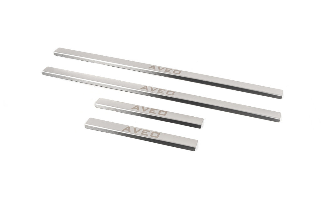 Carmos Stainless Steel Door Sill Protectors (4 pcs) for Chevrolet Aveo T250 2005-2011 - image 1