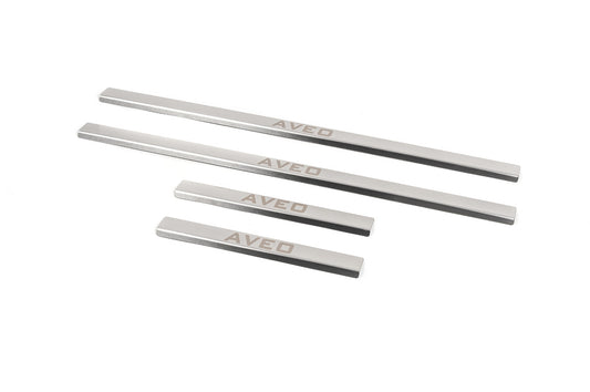 Carmos Stainless Steel Door Sill Protectors (4 pcs) for Chevrolet Aveo T250 2005-2011 - image 1