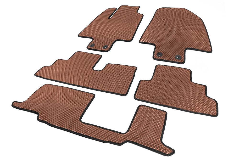 Mats (3 rows, EVA, Brown) for Infiniti QX60 2022↗ year - Reelken Auto