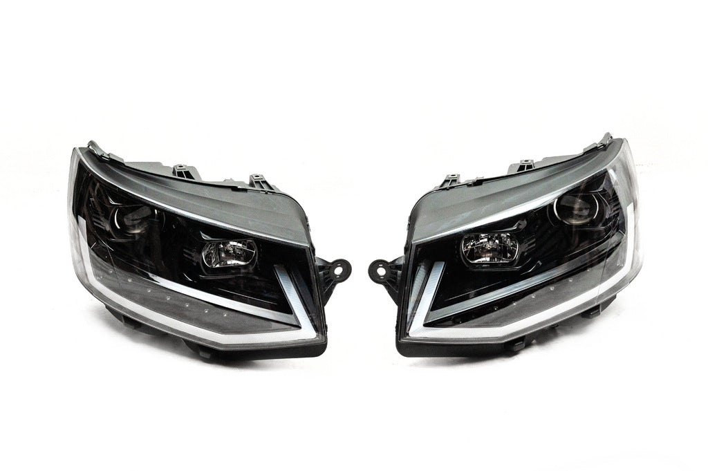 Front headlights with LED daytime running lights 2015-2019 (Black, 2 pcs) for Volkswagen T6 2015-2024 - image 3